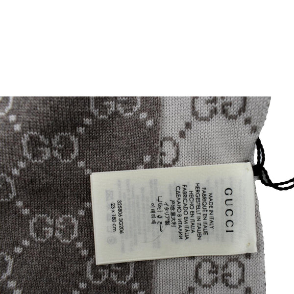 GUCCI GG Graphite Wool Scarf Light Grey 325806
