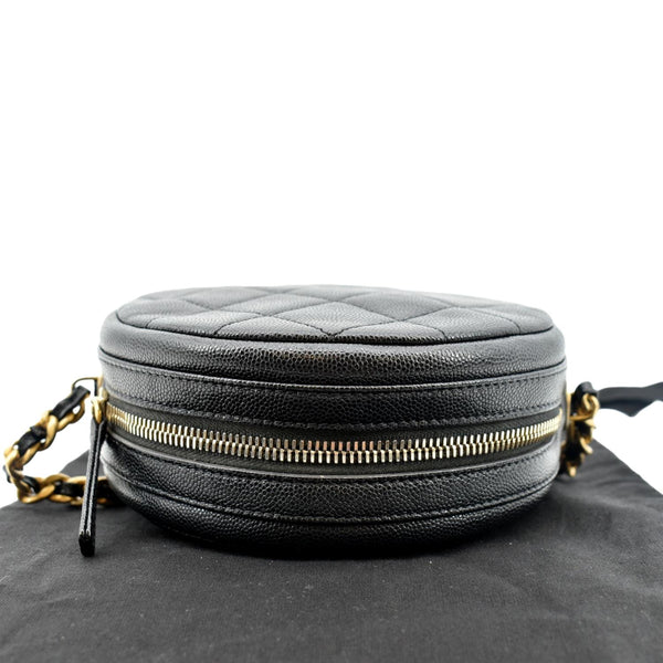 Chanel Round Quilted Caviar Leather Clutch Bag - Top
