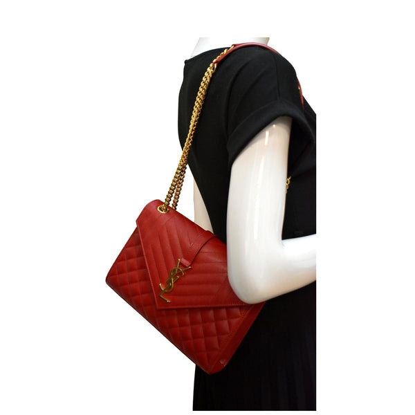 Yves Saint Laurent Envelope Flap Leather Shoulder Bag - Full View