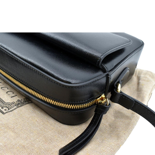 Gucci Horsebit 1955 Small Leather Shoulder Bag Black - Top Left