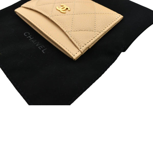 CHANEL CC Card Holder Caviar Leather Wallet Beige