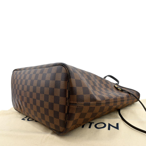 LOUIS VUITTON Neverfull MM Damier Ebene Tote Bag Brown