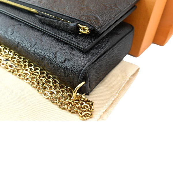 LOUIS VUITTON Felicie Monogram Empreinte Chain Pochette Crossbody Bag Black
