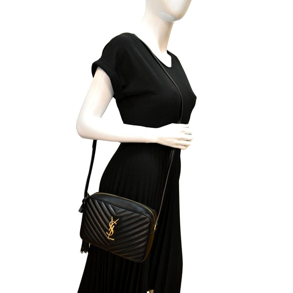 Yves Saint Laurent Lou Chevron Leather Camera Bag - Full View