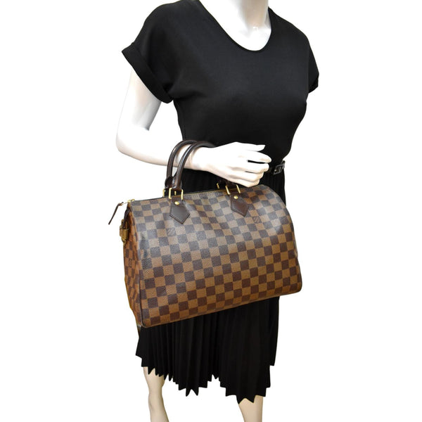 LOUIS VUITTON Speedy 30 Damier Ebene Satchel Bag Brown