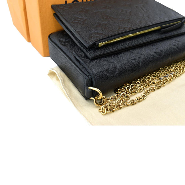 LOUIS VUITTON Felicie Monogram Empreinte Chain Pochette Crossbody Bag Black