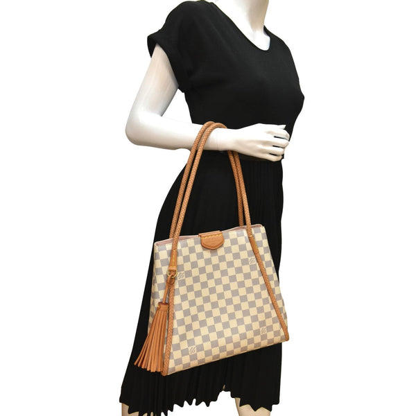 LOUIS VUITTON Propriano Damier Azur Tote Shoulder Bag White