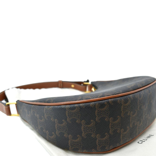 CELINE Ava Triomphe Canvas Calfskin Shoulder Bag Brown