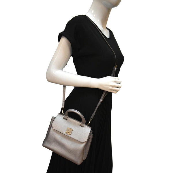 MCM Milla Leather Crossbody Bag Silver