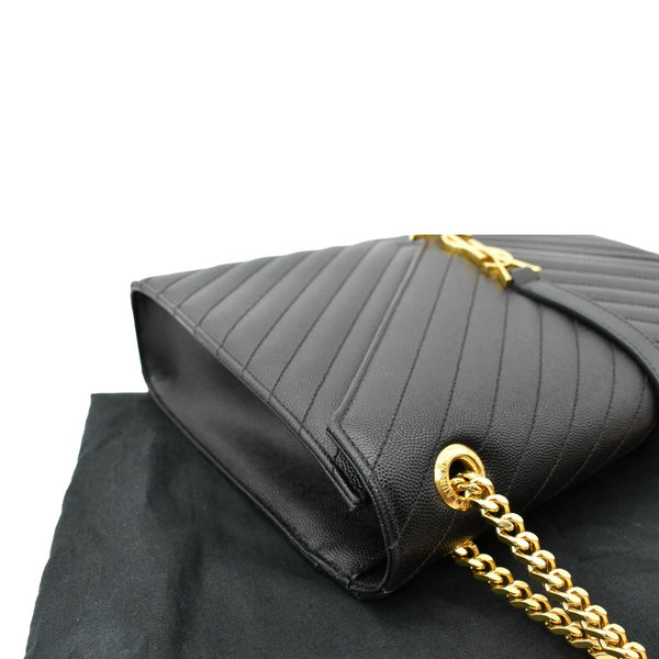 YVES SAINT LAURENT Large Envelope Mix Matelasse Grain De Poudre Chain Shoulder Bag Black