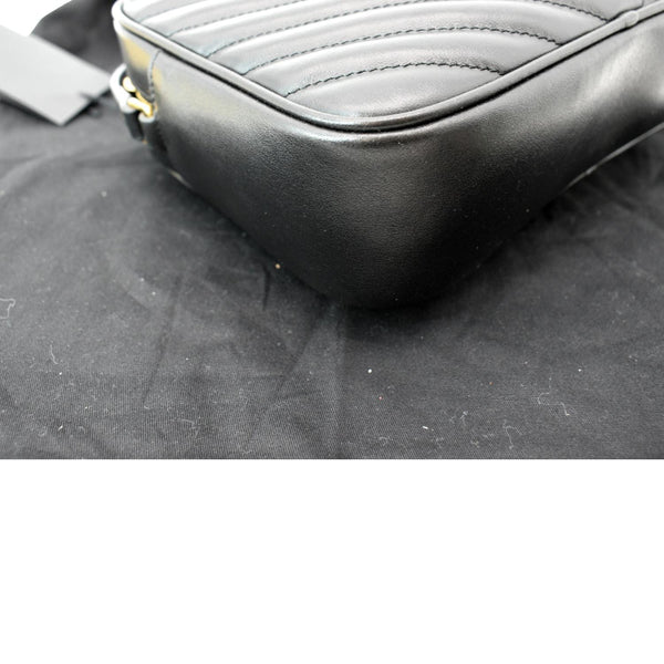 YVES SAINT LAURENT Lou Chevron Leather Camera Crossbody Bag Black