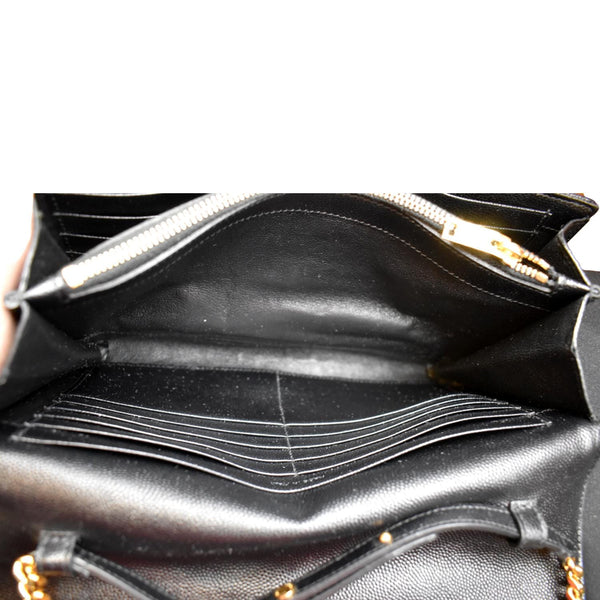 YVES SAINT LAURENT Chevron Grain De Poudre Envelope Chain Bag Black