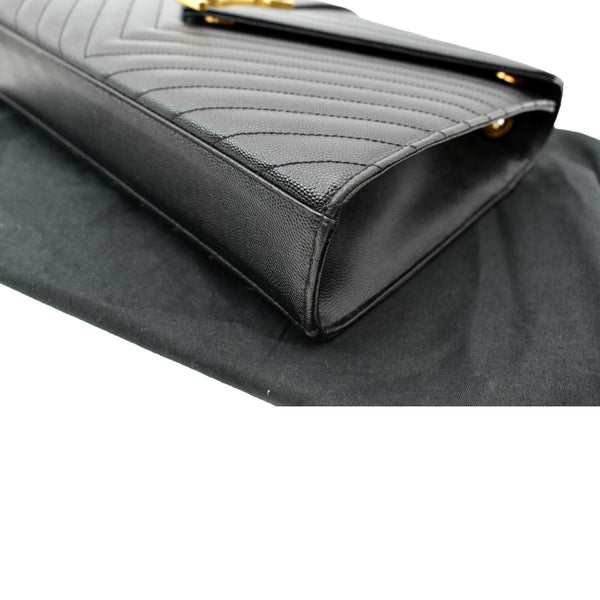 YVES SAINT LAURENT Large Envelope Mix Matelasse Grain De Poudre Chain Shoulder Bag Black