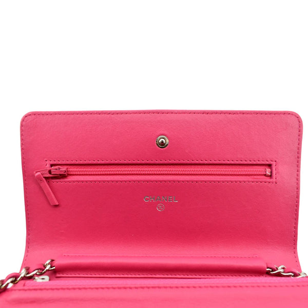 CHANEL WOC Quilted Leather Crossbody Wallet Fuchsia Pink