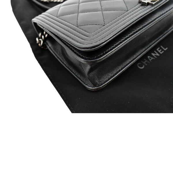 Chanel Boy Woc Lambskin Leather Wallet Clutch Bag - Bottom Left