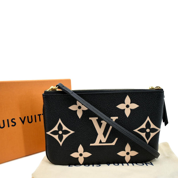 LOUIS VUITTON Double Zip Pochette Monogram Empreinte Crossbody Bag Bicolor