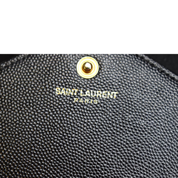 YVES SAINT LAURENT Chevron Grain De Poudre Envelope Chain Bag Black