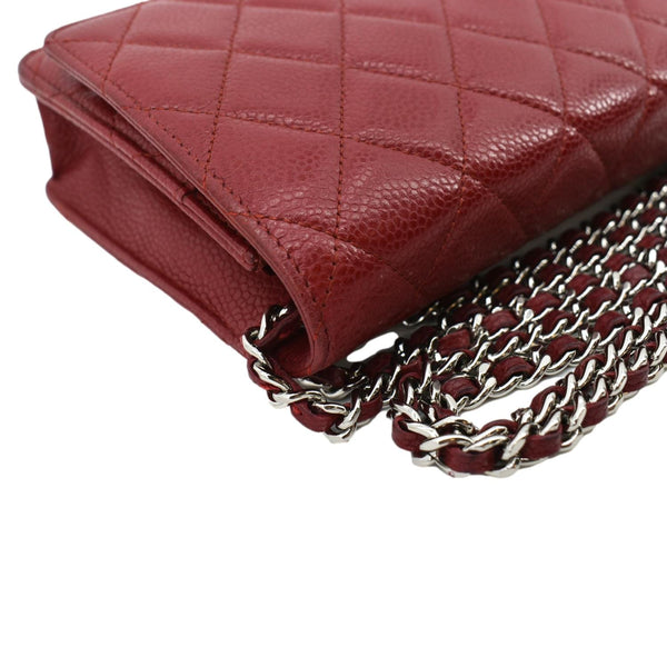 CHANEL CC WOC Caviar Leather Wallet On Chain Crossbody Bag Red