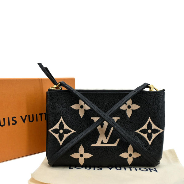 LOUIS VUITTON Double Zip Pochette Monogram Empreinte Crossbody Bag Bicolor