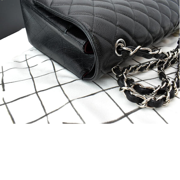 CHANEL Maxi Classic Flap Caviar Leather Shoulder Bag Black
