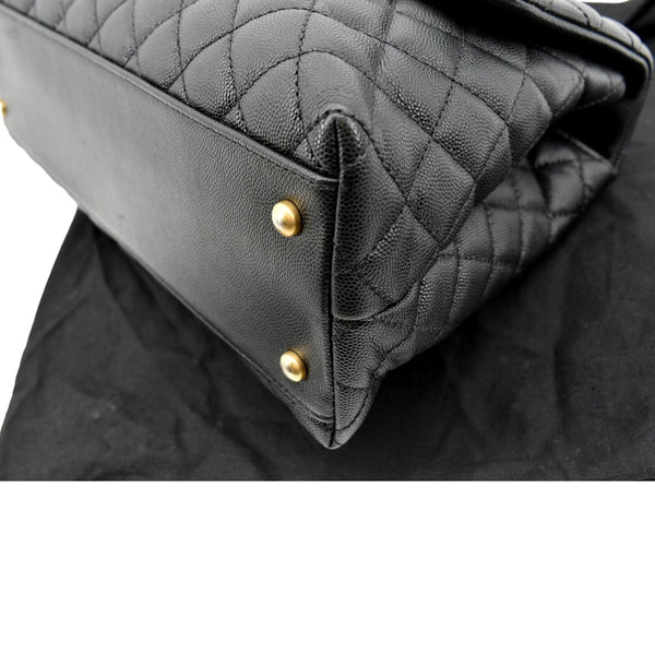 CHANEL Small Coco Quilted Caviar Lizard Handle Shoulder Bag Black - Hot Deals