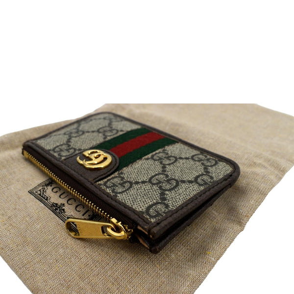 Gucci Ophidia GG Supreme Canvas Card Case Brown - Left Side