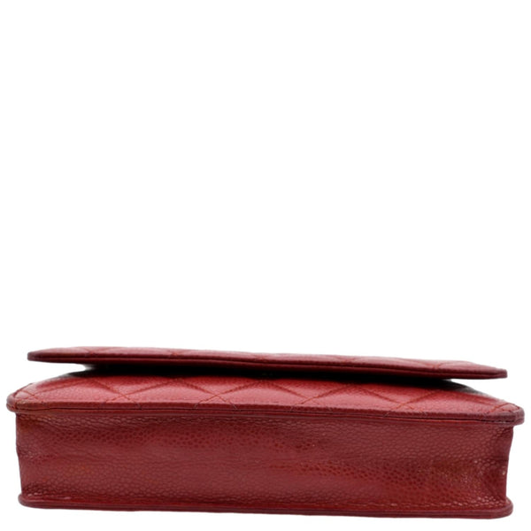 CHANEL CC WOC Caviar Leather Wallet On Chain Crossbody Bag Red