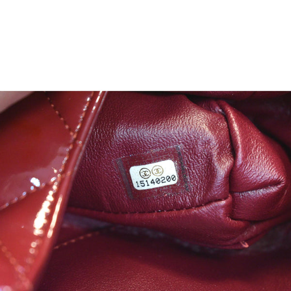 CHANEL Classic Flap Quilted Patent Leather Chain Clutch Bag Red