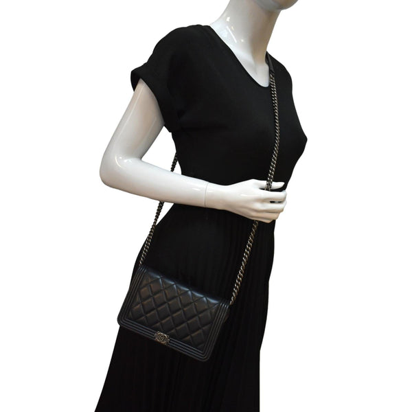 Chanel Boy Woc Lambskin Leather Wallet Clutch Bag - Full View