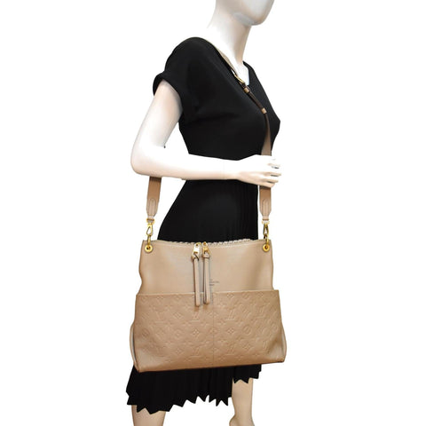 LOUIS VUITTON Maida Monogram Empreinte Leather Hobo Shoulder Bag Tourterelle