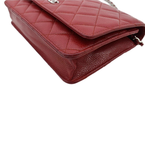 CHANEL CC WOC Caviar Leather Wallet On Chain Crossbody Bag Red
