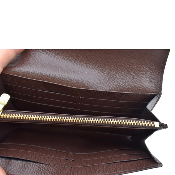 LOUIS VUITTON Damier Ebene Canvas Wallet Brown
