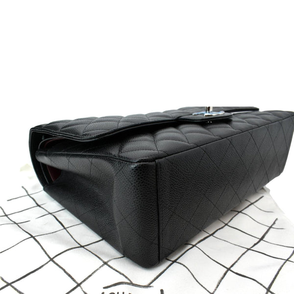 CHANEL Maxi Classic Flap Caviar Leather Shoulder Bag Black