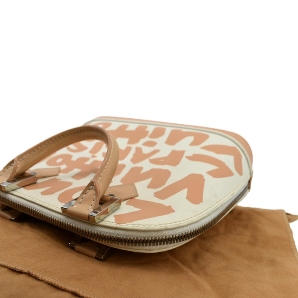 Louis Vuitton Alma Graffiti Leather Satchel Bag White - Top Left