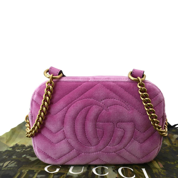 GUCCI GG Marmont Mini Marquise Crystal Velvet Crossbody Bag Pink