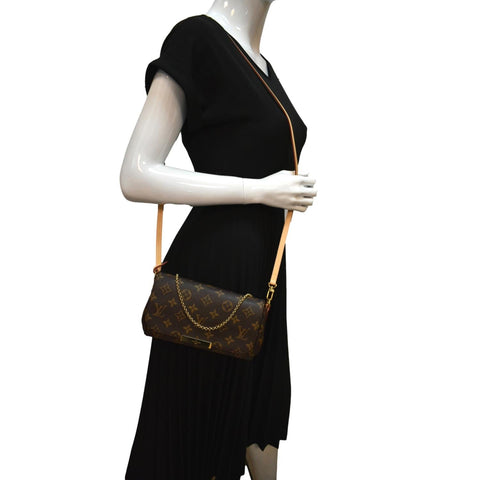 LOUIS VUITTON Favorite PM Monogram Canvas Crossbody Bag Brown