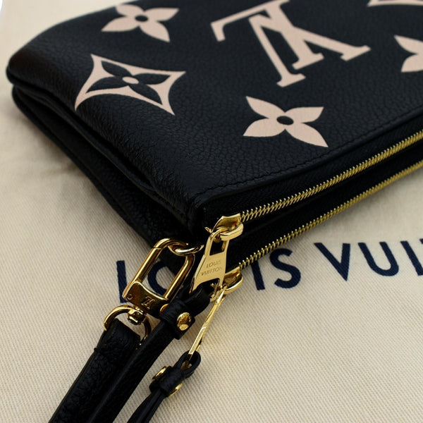 LOUIS VUITTON Double Zip Pochette Monogram Empreinte Crossbody Bag Bicolor