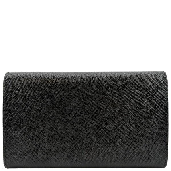 PRADA Continental Flap Saffiano Leather Long Wallet Black