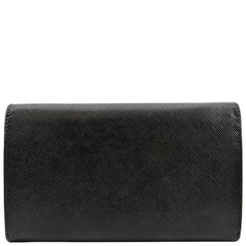 PRADA Continental Flap Saffiano Leather Long Wallet Black