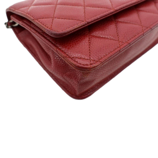 CHANEL CC WOC Caviar Leather Wallet On Chain Crossbody Bag Red