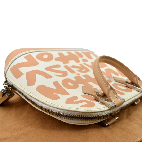 Louis Vuitton Alma Graffiti Leather Satchel Bag White - Top Right