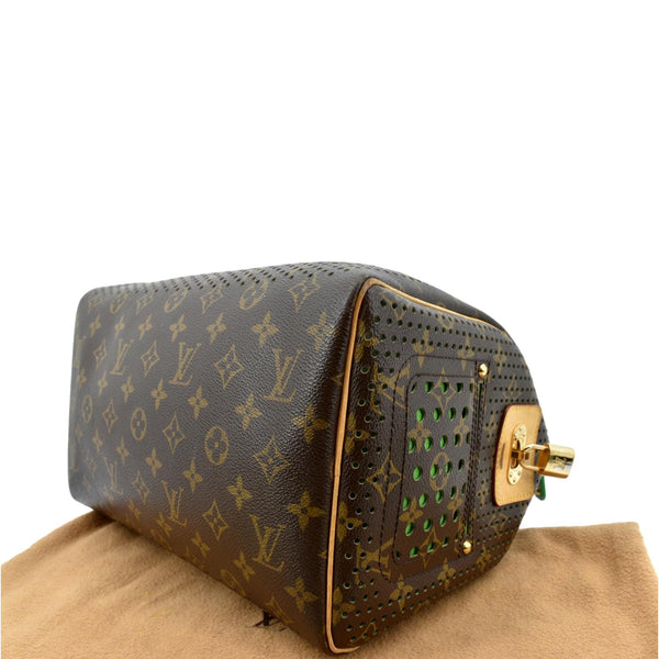 LOUIS VUITTON Speedy Monogram Perforated Satchel Bag Brown