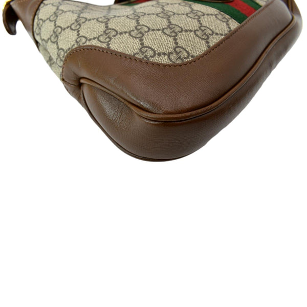 GUCCI Jackie 1961 Small GG Supreme Canvas Leather Shoulder Bag Beige 636706