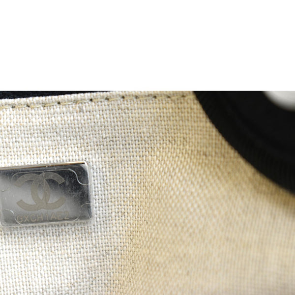 Chanel Deauville Small Canvas Leather Tote Bag Dark Blue - Stamp