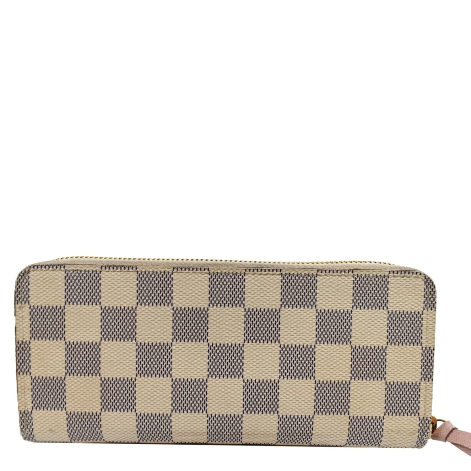 Louis Vuitton Clemence Damier Azur Wallet in White - Front