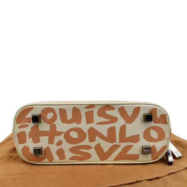 Louis Vuitton Alma Graffiti Leather Satchel Bag White - Bottom