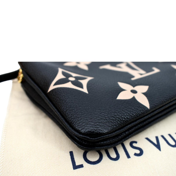 LOUIS VUITTON Double Zip Pochette Monogram Empreinte Crossbody Bag Bicolor