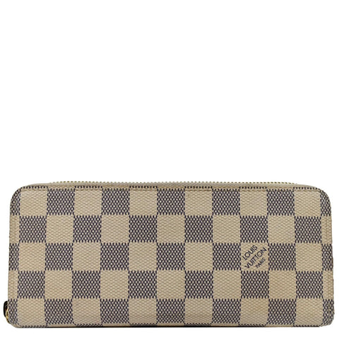 Louis Vuitton Clemence Damier Azur Wallet in White - Full View