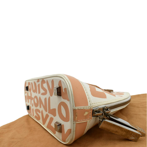 Louis Vuitton Alma Graffiti Leather Satchel Bag White - Bottom Right