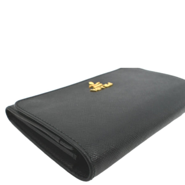 PRADA Continental Flap Saffiano Leather Long Wallet Black